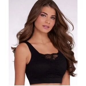 Rhonda Shear M Bra‎ Black Mesh Lace Seamless Bralette Wireless